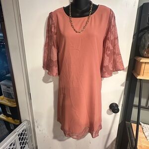 4/$16 Elegant Pink Lace Sleeve Dress